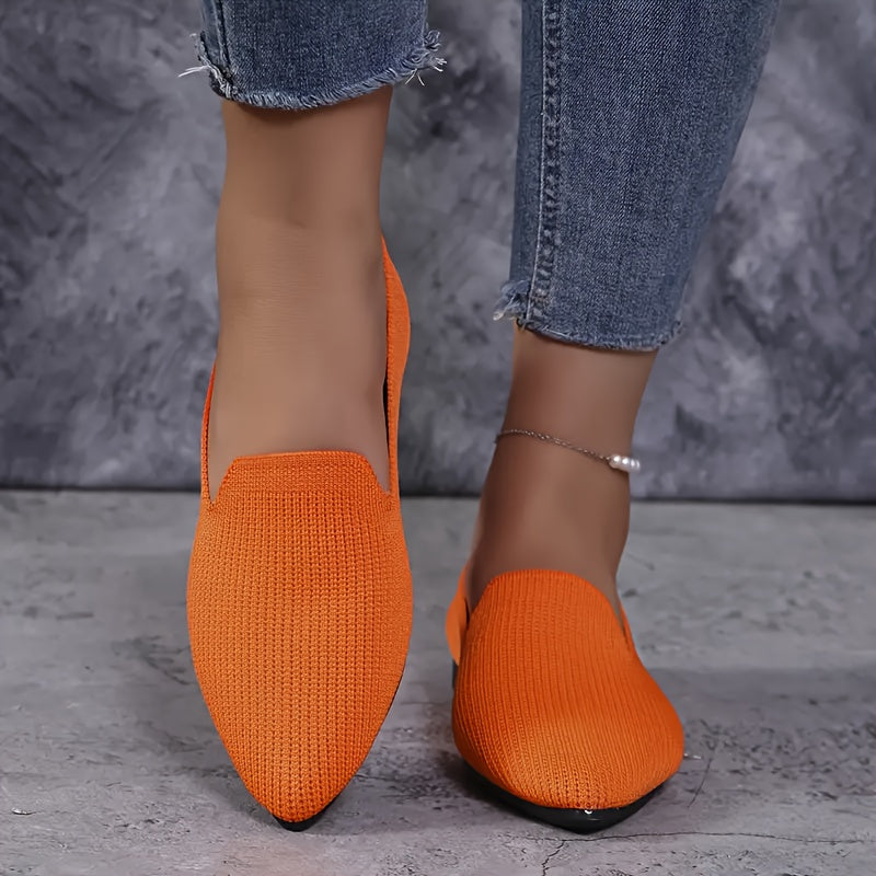 Femke - Geweven Puntige Ballerina Loafers in Felle Kleuren met Anti-Slip Onderkant