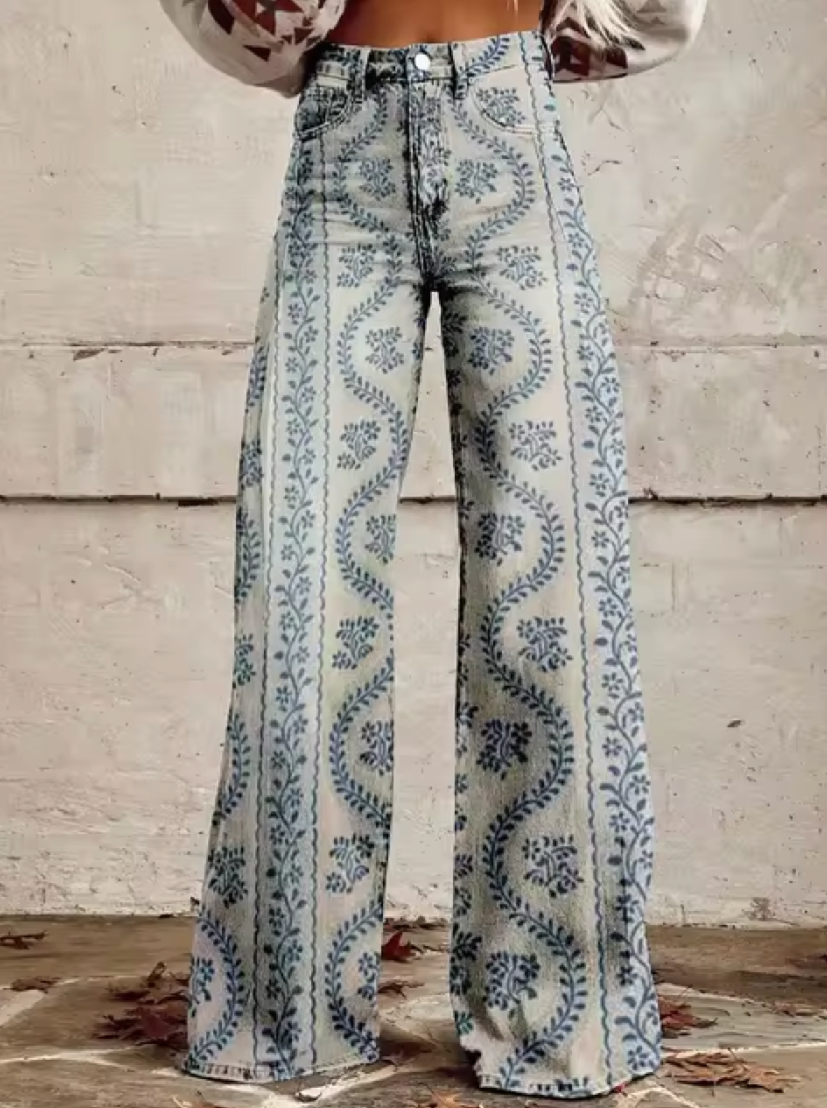 Fenna – Wijde broek met kleurrijke print