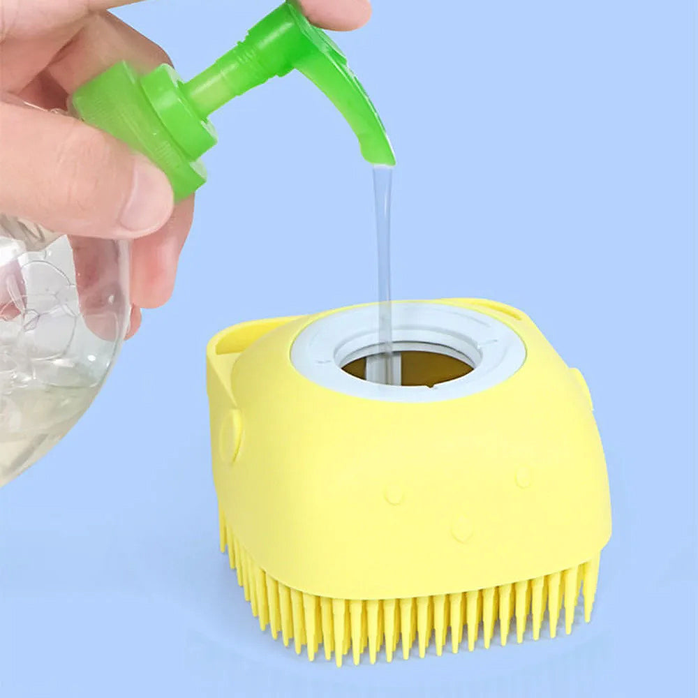 3 Stuks Zachte Schone Vacht Huisdieren Douche Borstel met Vakje voor Zeep om Al Het Vuil Weg te Scrubben in Blauw, Geel en Roze