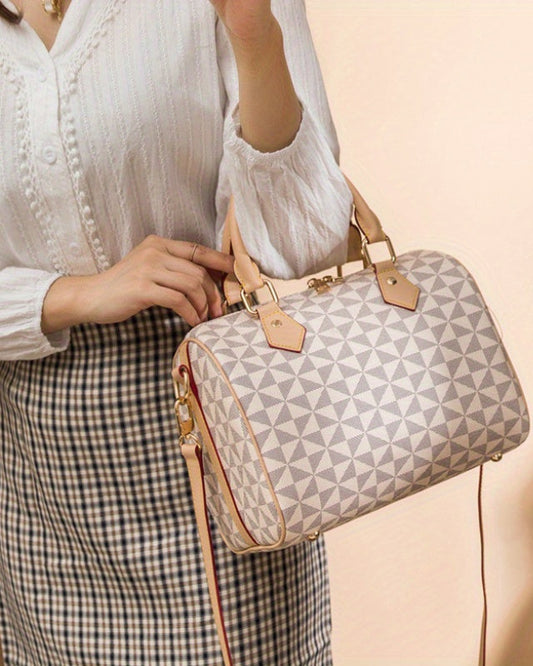 Lotte - Geometrisch Gepatrooneerde Modieuze Vintage Crossbody Schoudertas en Handtas
