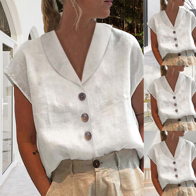 Lily - Linnen Blouse met Knopen