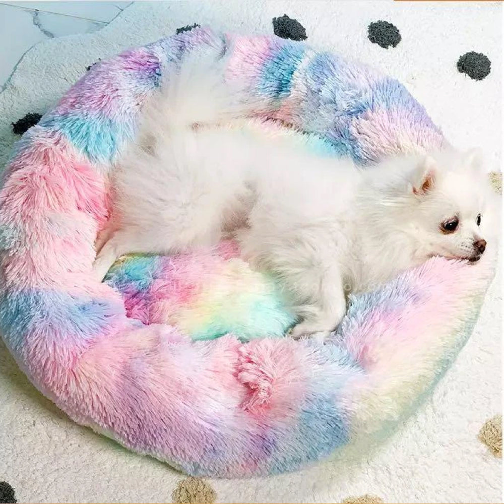 Donutvormig Huisdierbed van Ademend Pluche Katoen voor Honden en Katten