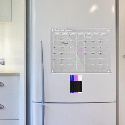 2 Stuks MagnaPlan Magnetische Maandelijkse en Wekelijkse Kalender met 8 Gekleurde Markers voor op de Koelkast