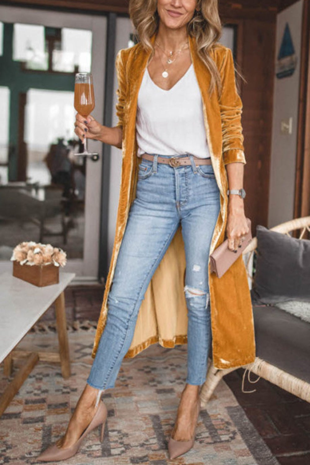 Mila - Suede Zachte Lange Elegante Open Cardigan Vest