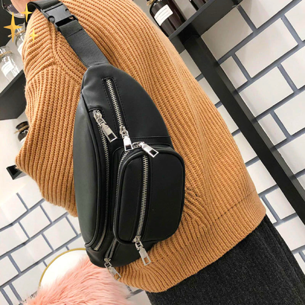 Rosalie Fanny Pack Heuptasje van Vega Leer met Vakjes en Ritsen voor een Modieuze en Praktische Look