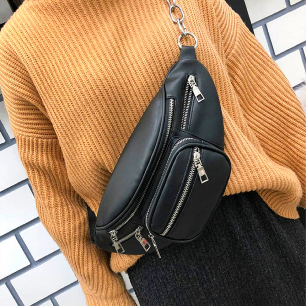 Rosalie Fanny Pack Heuptasje van Vega Leer met Vakjes en Ritsen voor een Modieuze en Praktische Look