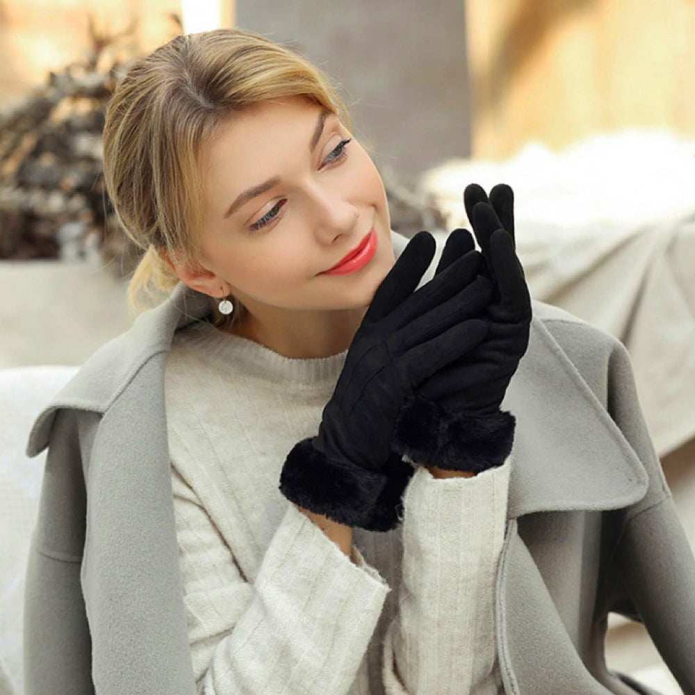 Warme Fleece Handschoenen met Touchscreen Vingertoppen voor Mobiel Gebruik in de Kou