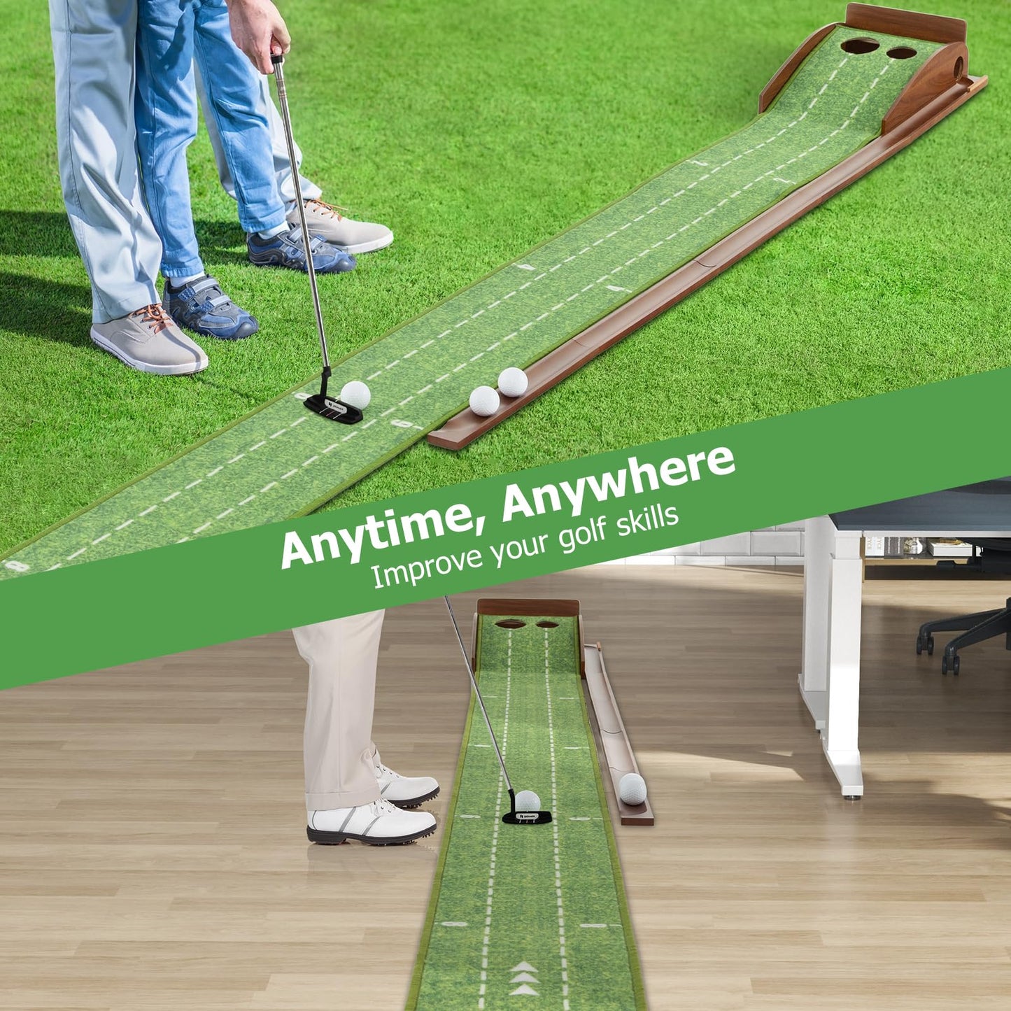 Nick  - Indoor Oprolbare Golf Set Baan met 3 Gaten