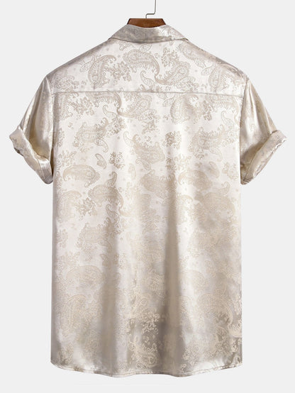 Dirk - Satijnen Overhemd met Zomerse Print Luxe & Stijlvol Glanzende Afwerking