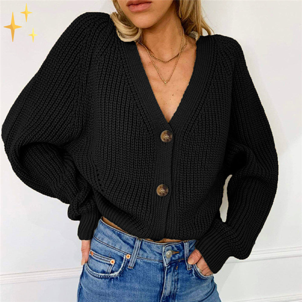 Amber Oversized Gebreid Vest met V-Hals en Knopen voor Stijlvolle Warmte