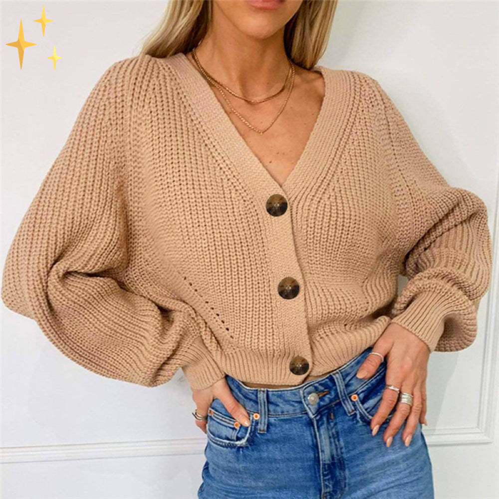 Amber Oversized Gebreid Vest met V-Hals en Knopen voor Stijlvolle Warmte