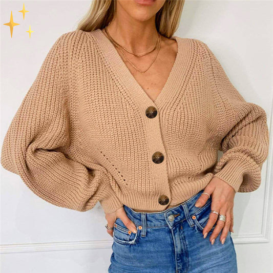 Amber Oversized Gebreid Vest met V-Hals en Knopen voor Stijlvolle Warmte