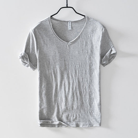 Milan - Basic V-Hals Heren T-shirt  Luchtige Katoenmix Casual Must-Have in Tijdloze Kleuren