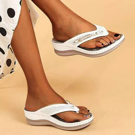 Maria - Stijlvolle Perforated Wedge Slippers