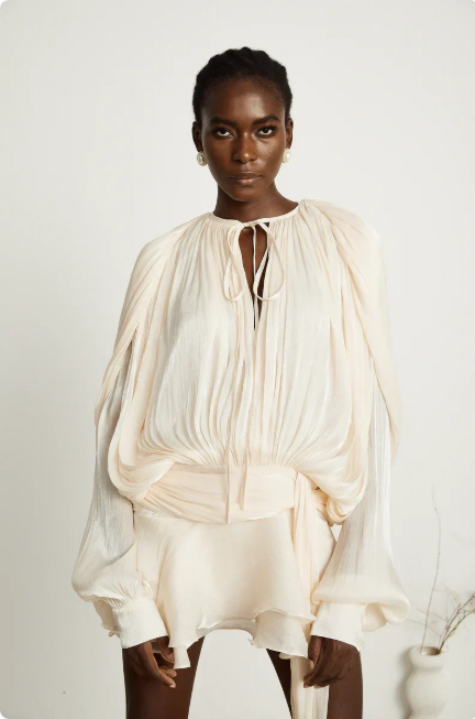 Ava - Geplooide Zijden Blouse