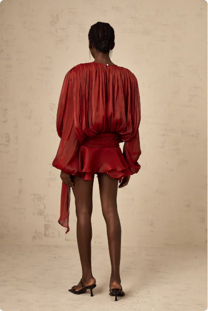 Ava - Geplooide Zijden Blouse