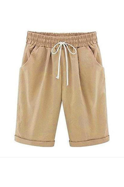 Emma - Casual Comfi Plus Size Zomer Vakantie Korte Broek tot Knie met Koord en Zakken