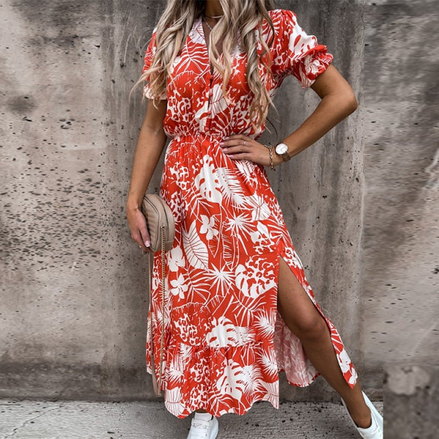 Daniella - Blossom Bliss, Levendige Floral Midi Wrap Dress voor een stralende lente
