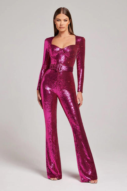 Sophie - Pailletten Jumpsuit met Riem