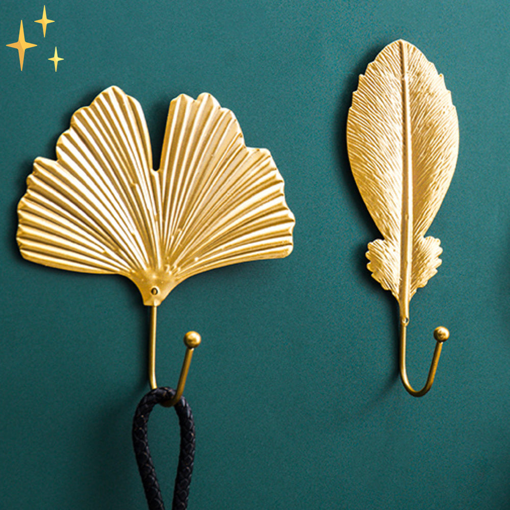 4 Stuks Gouden Schelpen Muurhangers om Accessoires en Spulletjes te Organiseren en een Stijvolle Chique Kamer