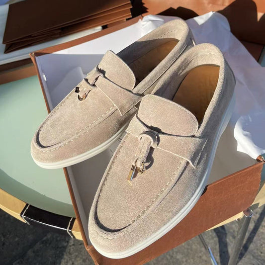 Ethan - Suède Loafers met Gouden Detail