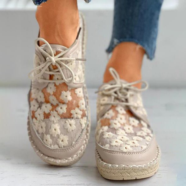 Juniper - Orthopedisch Stijlvolle Lichte Luchtige Sneakers met Veters en Transparante Bloemen Patroon