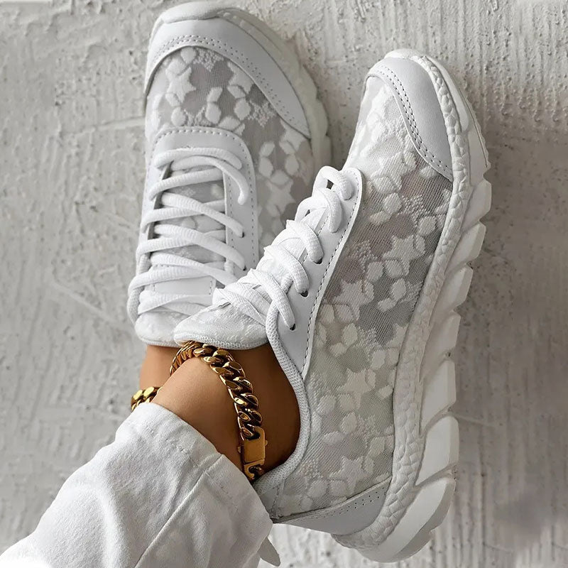 Ashley - Ademende Witte Schoenen - Comfort Fit Wandelschoenen - Zomerse Sneakers met Stijl