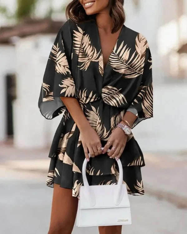 Marguerite - Zomerjurk met bloemenprint en Batwing mouwen